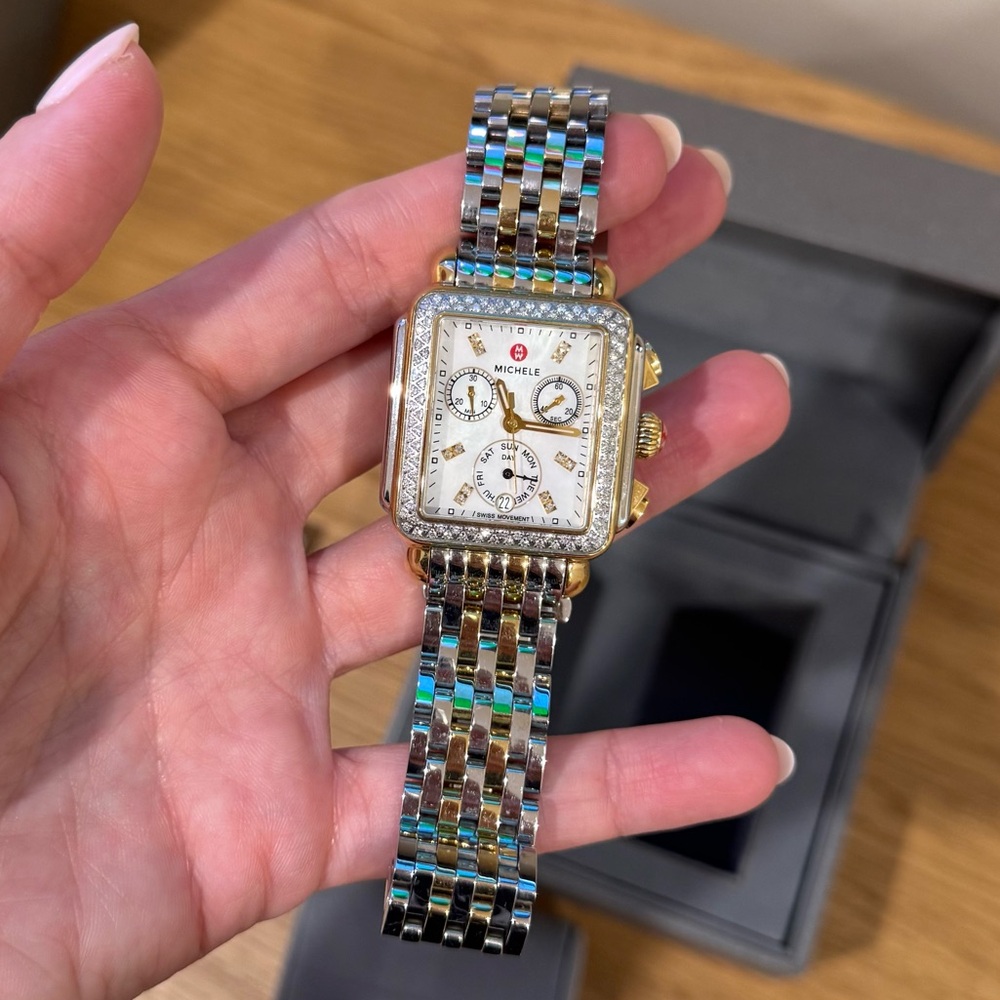 MICHELE Deco Diamond Chronograph Bracelet Watch, 33mm - Picture 3 of 17